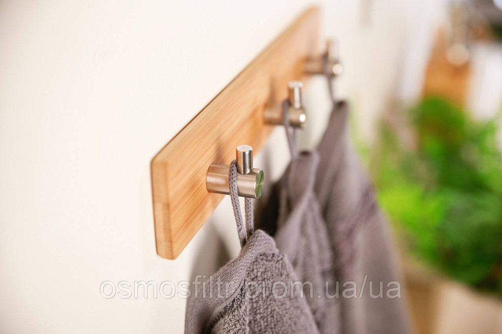 Планка Axentia Боня самоклеющаяся с 3 крючками 28х5х3см нерж бамбук (133846) Киев - изображение 6