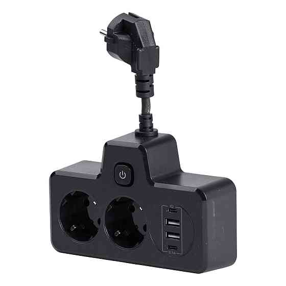 Yiwu Мережевий фільтр на 2 євро розетки з 2 USB та 2 Type-C чорний HP-5-18 Коломия