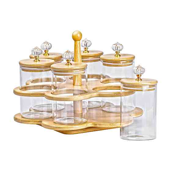 Набір банок для сипучих продуктів на підставці, 6 шт. Київ