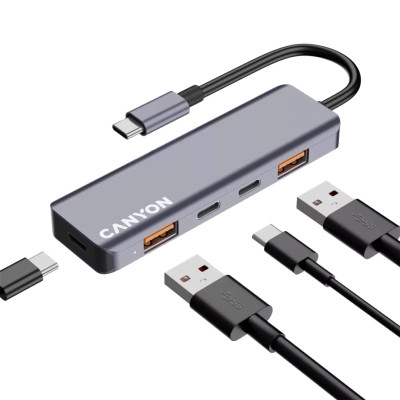Концентратор Canyon hub DS-18 5in1 USB-C Grey (CNS-TDS18) Винница - изображение 9