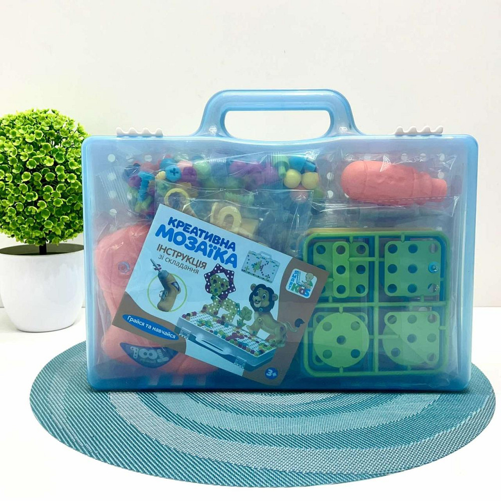 Мозаїка Limo Toy 2в1 на шурупах картки шуруповерт 150 деталей чемодан (M 5589) Чернігів - фото 2