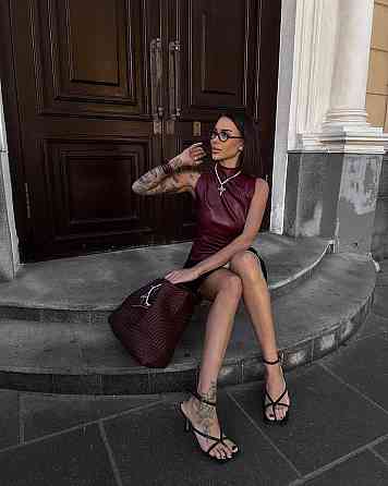 Жіночий трендовий топ із драпіруванням з екошкіри Бордо, 44/46 Одеса