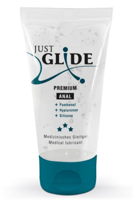 Анальне мастило з гіалуроновою кислотою і пантенолом Just Glide Premium Anal 50 мл (веганська) Sex Aura Київ - фото 1