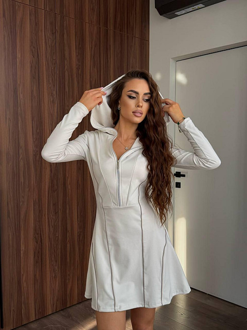 Жіноча стильна повсякденна сукня з кантом еластичний трикотаж пума Кремова, 42/44 Одеса - фото 1