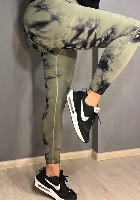 Лосины женские LADY HUREM 18160 мраморные пуш-ап широкий пояс утягивающие хаки, хаки, S-M Киев - изображение 8
