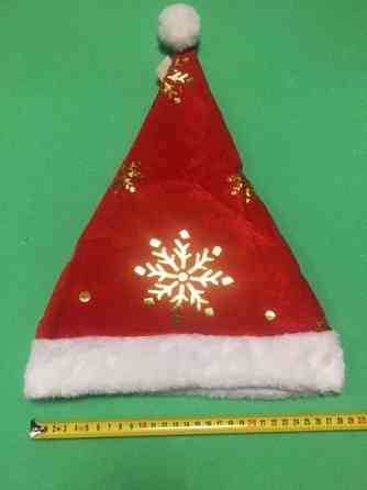 Новогодняя шапка со снежинками с мехом для детей и взрослых - размер окружности около 56 см, текстиль Киев