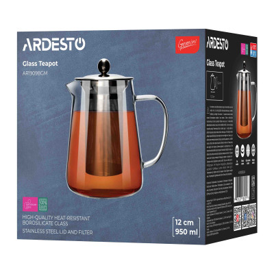 Заварник Ardesto Gemini Milano 950 мл, прозорий (AR1909BGM) Винница - изображение 2