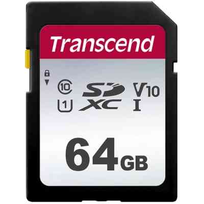 Карта памяти Transcend 64GB SDXC class 10 UHS-I U1 V10 (TS64GSDC300S) Винница