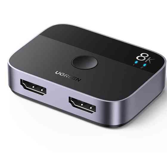 Перемикач HDMI на 2 входи сплітер Ugreen, 8K, 4K, 2,1 Гц CM561 90385 (Сірий) Николаев