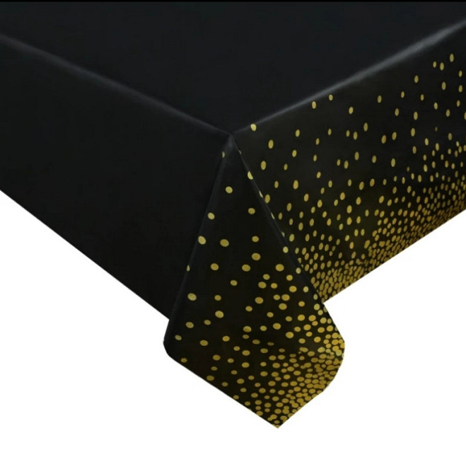 Скатертина клейонка із фольги 274 на 137 см чорно-золотистий Київ - фото 3
