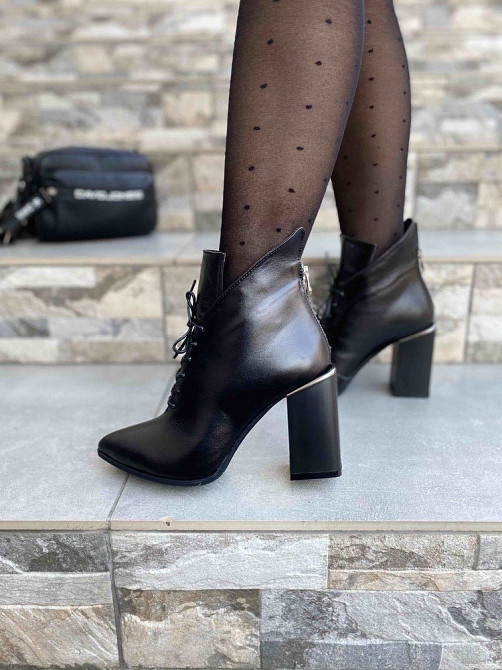 Wright Черевики жіночі WRIGHT чорні натуральна шкіра каблук 10см 35р.36р.37р.38р. (4190) Коломия - фото 3