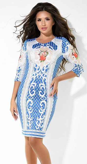 Чарівне синє плаття з візерунком (44) Київ - фото 1