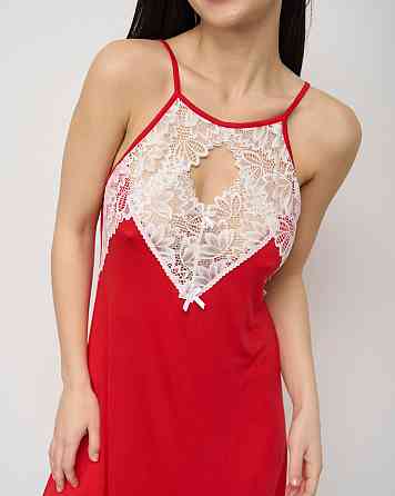 Вискозная однотонная сорочка с соблазнительным кружевом Nicoletta 81413 L Киев