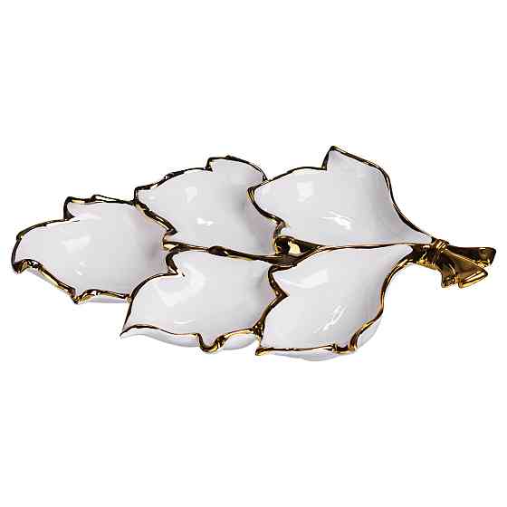 Менажниця фарфоровая на 5 секцій з золотом Київ