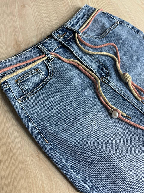 Женская юбка джинсовая Vanver 2032 длинная прямая с разрезом и поясом стрейчевая голубая, голубой, 28, 28, 74 см, 98 см Киев - изображение 5