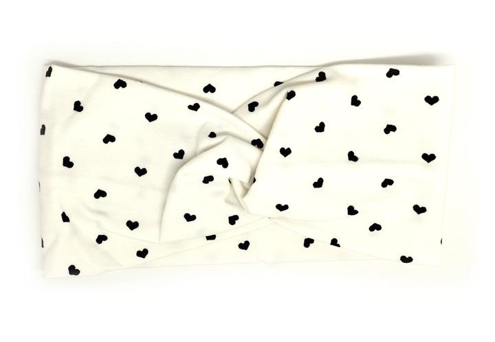 Пов'язка для волосся біла у чорне серце Київ - фото 1