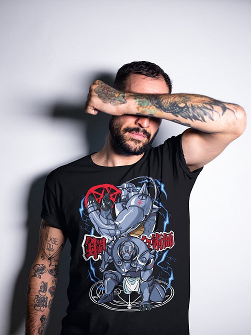 Футболка чоловіча з аніме принтом Сталевий алхімік оверсайз (S/M/L) Чорний AnimeJ0497 Дніпро - фото 2