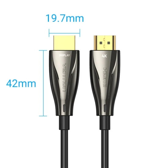 Кабель HDMI M - M, 30.0 м, V2.0, Optical 4K 60Гц 18Gbps Dolby 7.1 PVC Black Zinc Alloy Vention Вінниця - фото 3