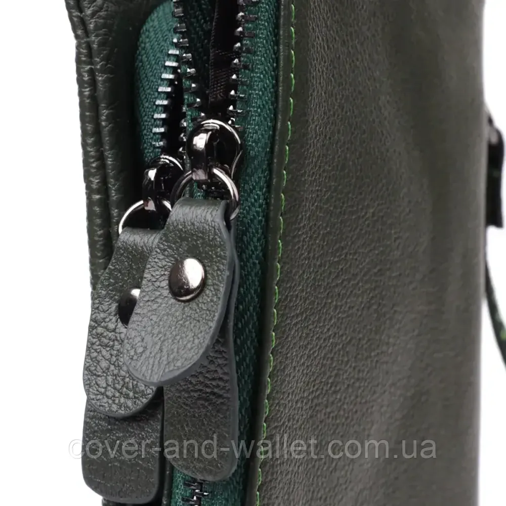 Стильний жіночий гаманець клач на дві блискавки зеленого кольору ST 022 Київ - фото 6