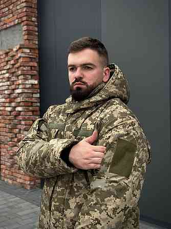 Військовий зимовий теплий чоловічий бушлат піксель Omniheat, армійська чоловіча куртка бушлат піксель до -30 Львів