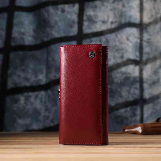 Элегантный кошелек для женщин с монетницей из натуральной кожи ST Leather 23107 Бордовый Киев