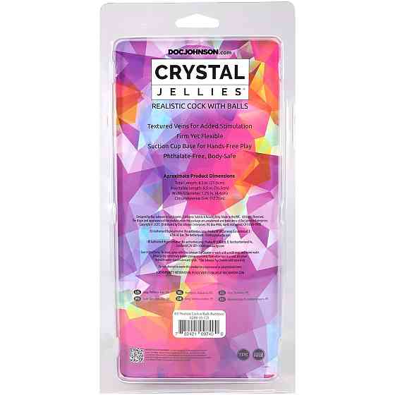 Фалоімітатор Doc Johnson Crystal Jellies - Realistic cock with balls 8.5 Inch - Rainbow Sex Aura Київ