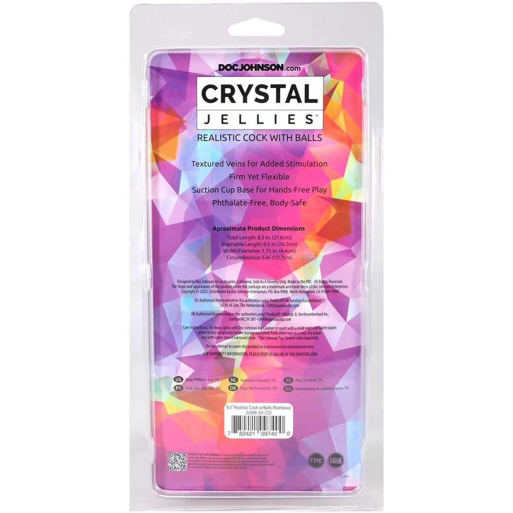 Фалоімітатор Doc Johnson Crystal Jellies - Realistic cock with balls 8.5 Inch - Rainbow Sex Aura Київ - фото 6
