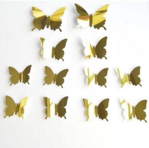 Золоті метелики дзеркальні для дому - 12шт. Київ - фото 4