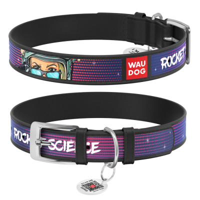 Нашийник для тварин WAUDOG Design "Космос. Ракетобудування" Ш 20 мм Д 29-38 см чорний (0020-0124-01) Вінниця - фото 1