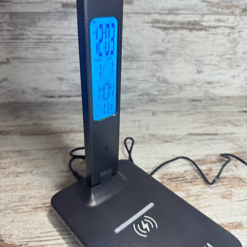 Настольная LED лампа TX26C0 с беспроводной зарядкой 10Вт, ЖК-дисплеем, сенсор, черная Киев - изображение 10