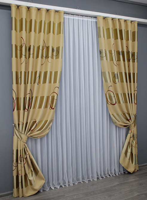 Комплект готовых штор VR-Textil Софт № 366ш 100х270 см 2 шт. Бежевый (31-666) Киев - изображение 3