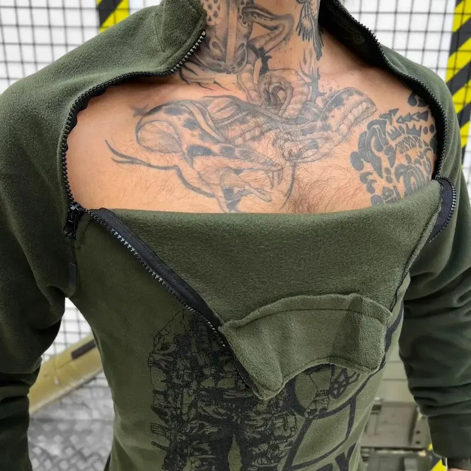 Тактическая флисовая кофта под горло мужская флиска для военнослужащих олива Одесса - изображение 3