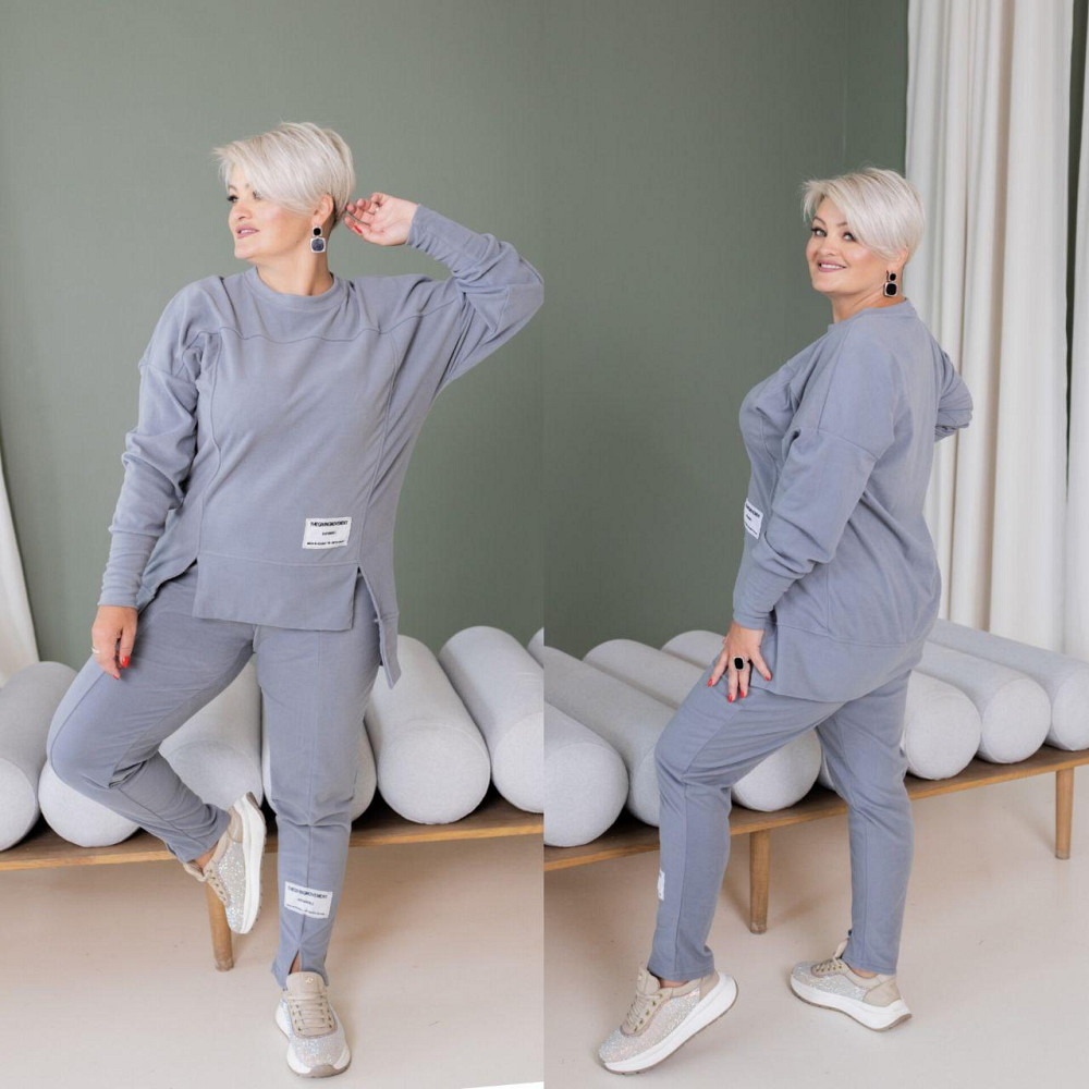 Женский теплый прогулочный костюм двойка батал пума плюш Графит, 54/58 Одесса - изображение 1