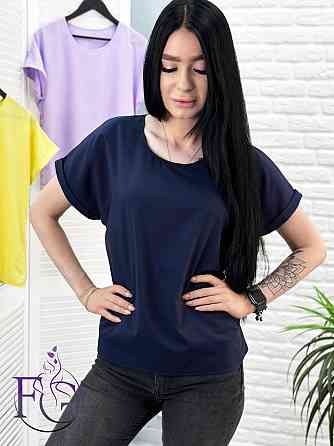 Літня блузка футболка вільного крою "Moment" оптом | Батал 50-52, Темно-синій Київ