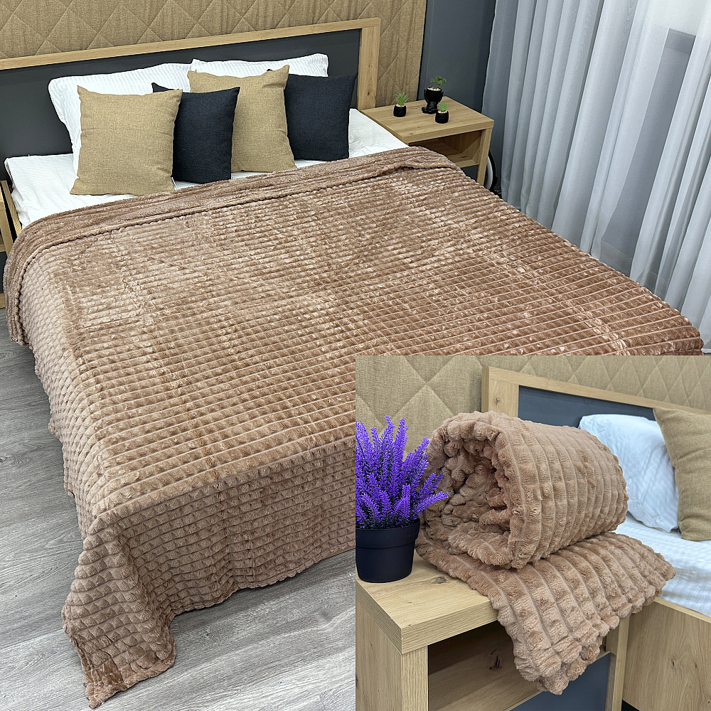 Плед-покрывало Кубик 200х220 см (+-10см) Капучино (87-236) Киев - изображение 1