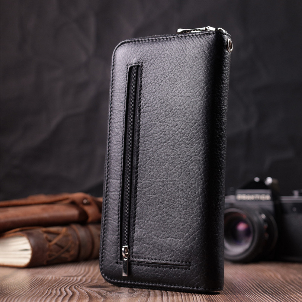 Кошелек-клатч универсальный на одно отделение из натуральной кожи ST Leather 22562 Черный Киев - изображение 9