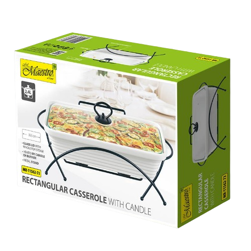Марміт прямокутний 2,4л 36,5см кераміка скляна кришка + метал.підставка MR-11562-73 Maestro Житомир - фото 2