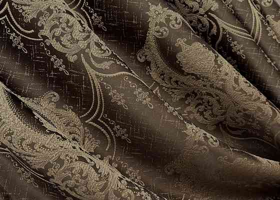 Комплект готовых штор VR-Textil Парча № 1772ш Коричневый с карамельным 130х290 см 2 шт (39-955) Киев