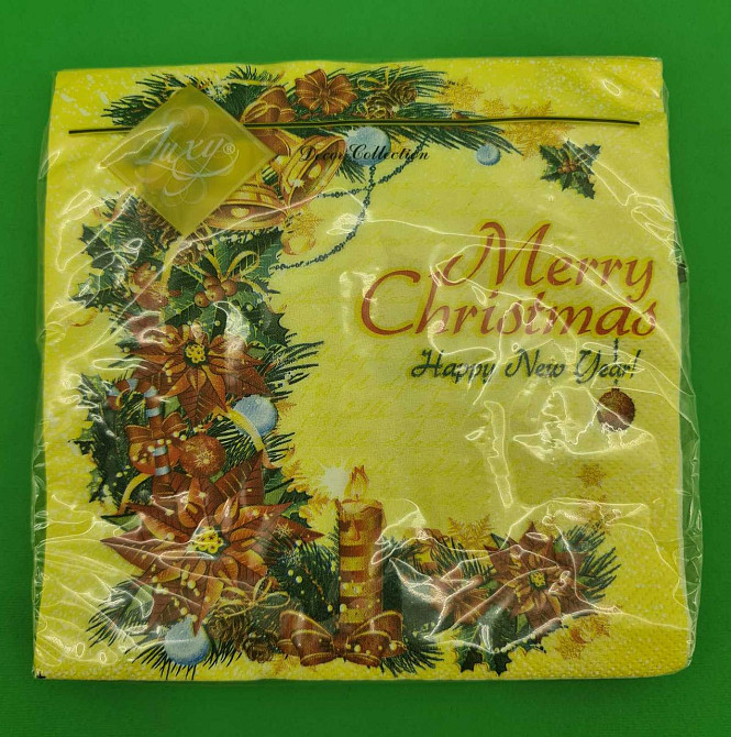 Новогодняя бумажная салфетка (ЗЗхЗЗ, 20шт) LuxyНГ Очаровующий веночек(1234) (1 пачка) Харьков - изображение 4