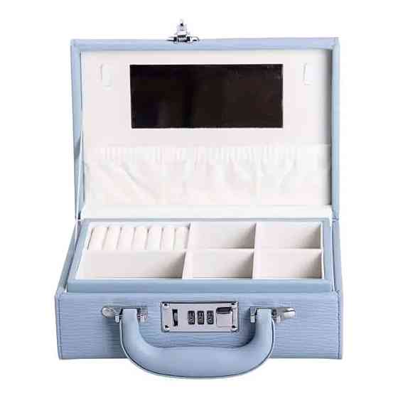 Скринька для прикрас з еко шкіри 2 яруси з кодовим замком органайзер для ювелірних виробів HP-5-24BL Коломия