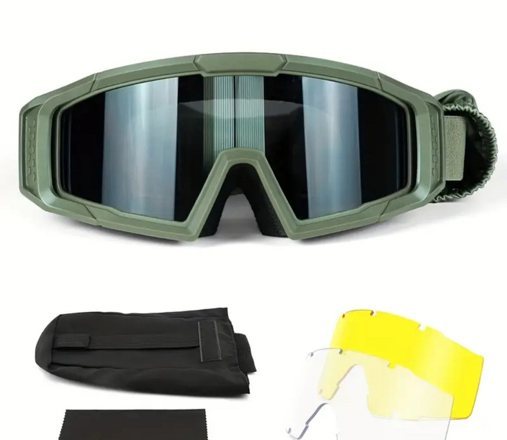 Очки тактические на резинке 3 сменных стекла Олива Одесса - изображение 2