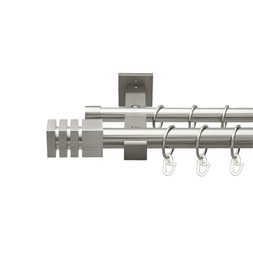 Карниз Orvit Акорда металевий дворядний техно гладка труба кільце металеве Нержавіюча Сталь 25\19 мм 240 см Львов - изображение 1