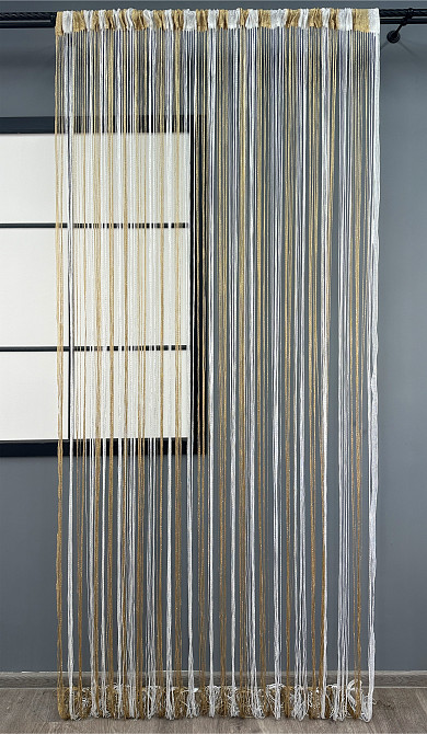 Шторы-нити с люрексом Бежевый с белым 300х300см 1 шт (61-105) Киев - изображение 2