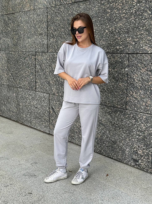 Спортивний костюм жіночий футболка і штани джогери Сірий XL-XXL Харків - фото 10