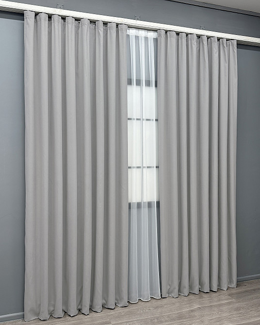 Комплект готових штор VR-Textil Мікровелюр Petek № 1477ш Світло-сірий 200х290 см 2 шт (32-542) Київ - фото 4