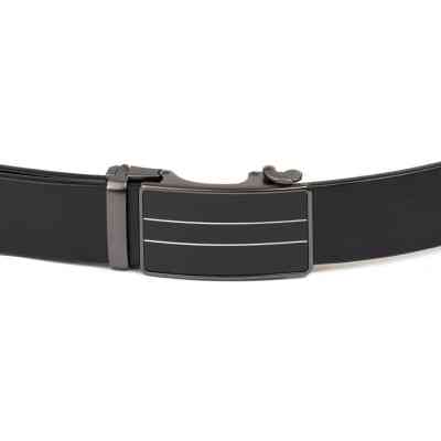 Ремень Vintage Мужской с полосками на пряжке Черный (20334) Винница