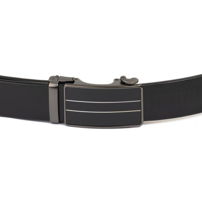 Ремень Vintage Мужской с полосками на пряжке Черный (20334) Винница - изображение 5