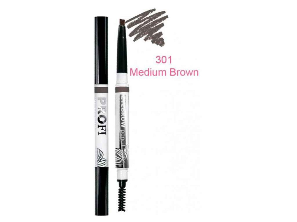Карандаш д/глаз и бровей с щеточкой Medium Brown Profi Touch Eyebrow 301 1 g ТМ Solmir Киев - изображение 1