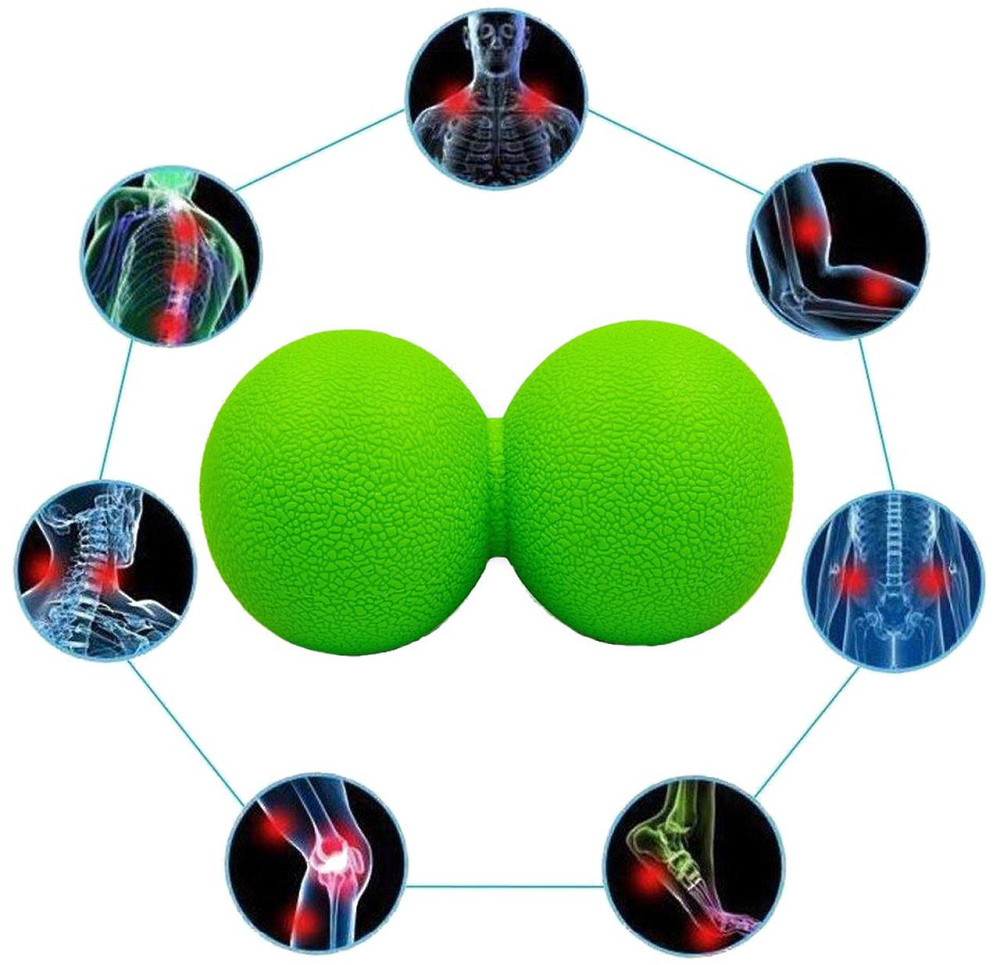 EasyFit Масажний м'ячик EasyFit TPR подвійний 12х6 см зелений Київ - фото 1