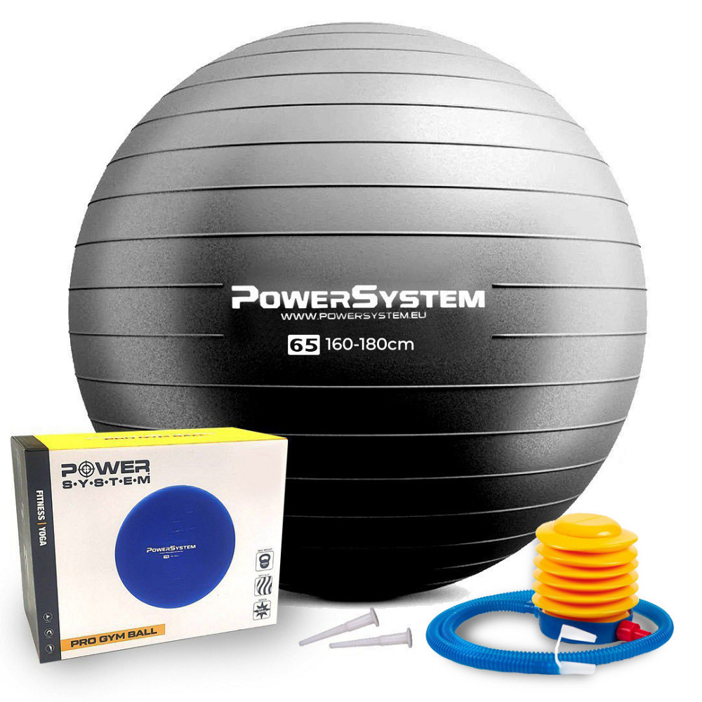 М'яч для фітнесу (фітбол) Power System PS-4012 Ø65 cm PRO Gymball Black Каменское - изображение 1